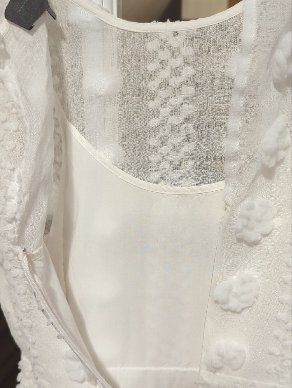 Anthropologie White Pom-Pom Lace Short-Sleeve Dress - Picture 11 of 11